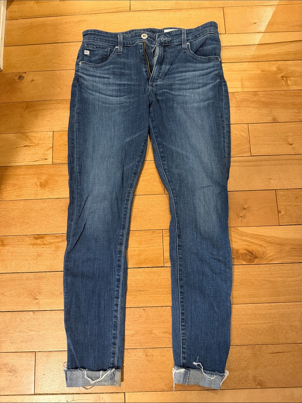 AG Adriano Goldschmied Women's Dark Blue Cropped Skinny Jeans